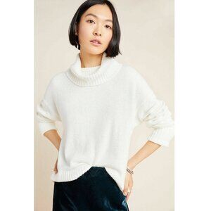 Anthropologie Blair Wool Blend Turtleneck Long Sleeve Knit Sweater White Women S